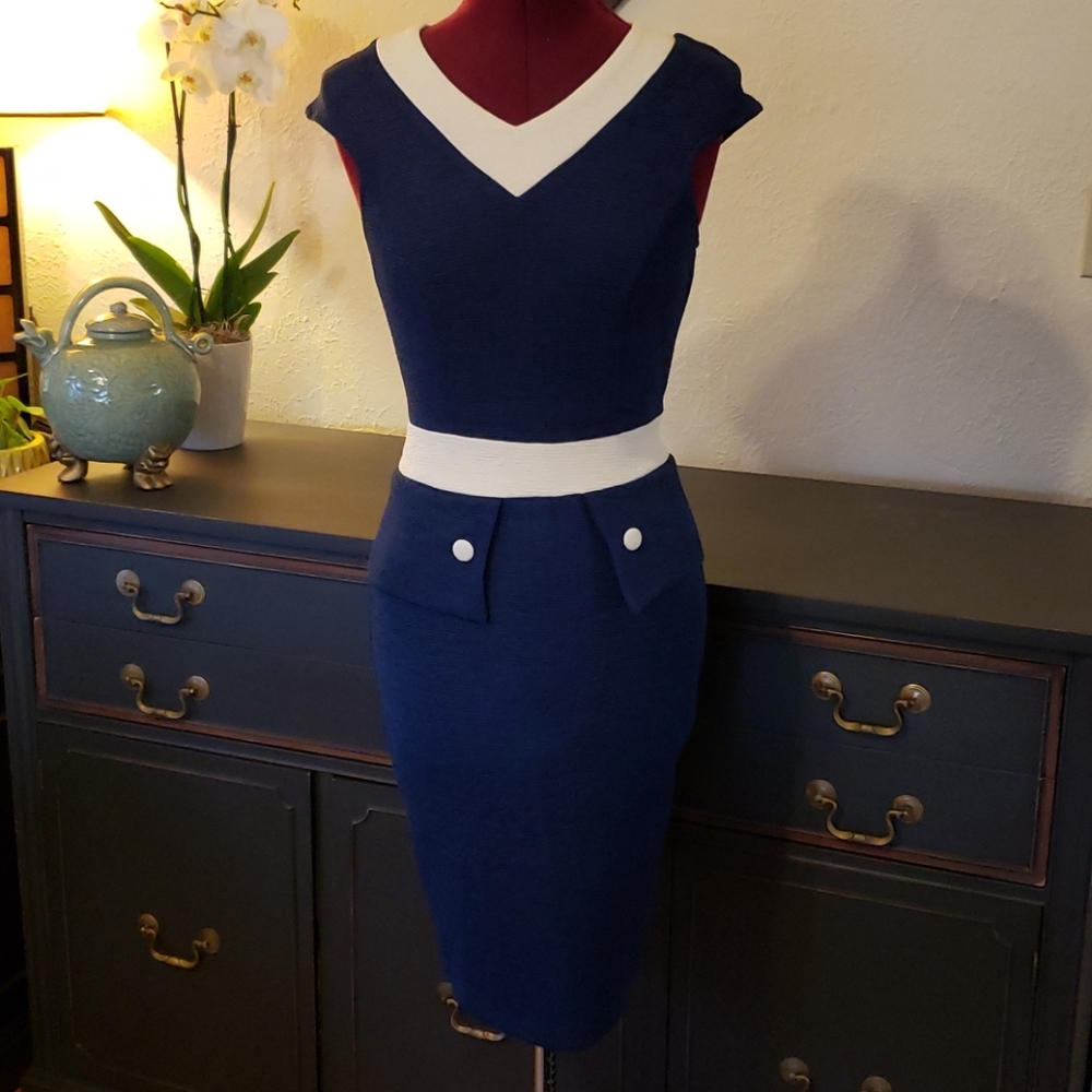 Machine Washable 1940s inspired peplum dress